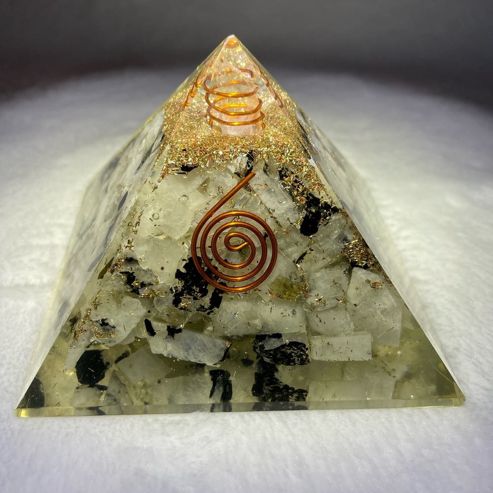Selenite Black Tourmaline Pyramid